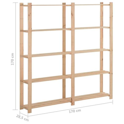 Opbevaringsreol i 5 niveauer 170x28,5x170 cm massivt fyrretræ