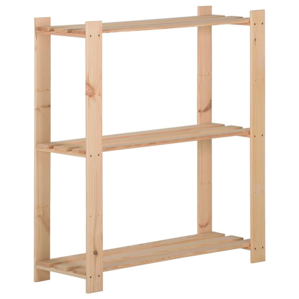 Opbevaringsreol i 3 niveauer 80x28,5x90 cm massivt fyrretræ