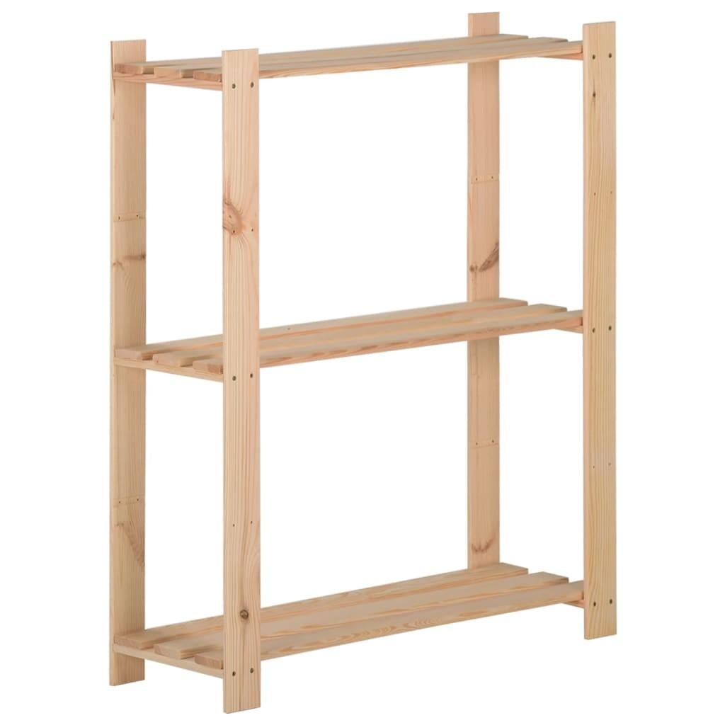 Opbevaringsreol i 3 niveauer 60x28,5x90 cm massivt fyrretræ
