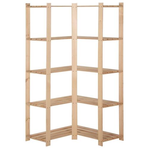 Hjørnereol i 5 niveauer 82,5x82,5x170 cm massivt fyrretræ