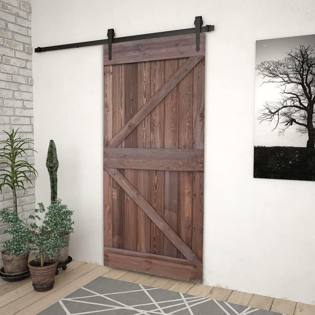 Dør 80x210 cm massivt fyrretræ mørkebrun