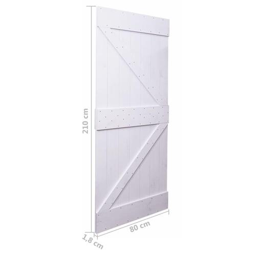 Dør 80x210 cm massivt fyrretræ hvid