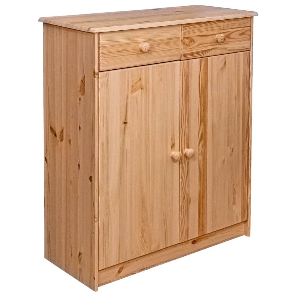 Skænk 78x35x89 cm 2 skuffer massivt fyrretræ