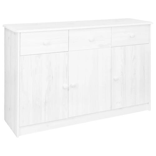 Skænk med 3 skuffer 113x35x73 cm massivt fyrretræ hvid