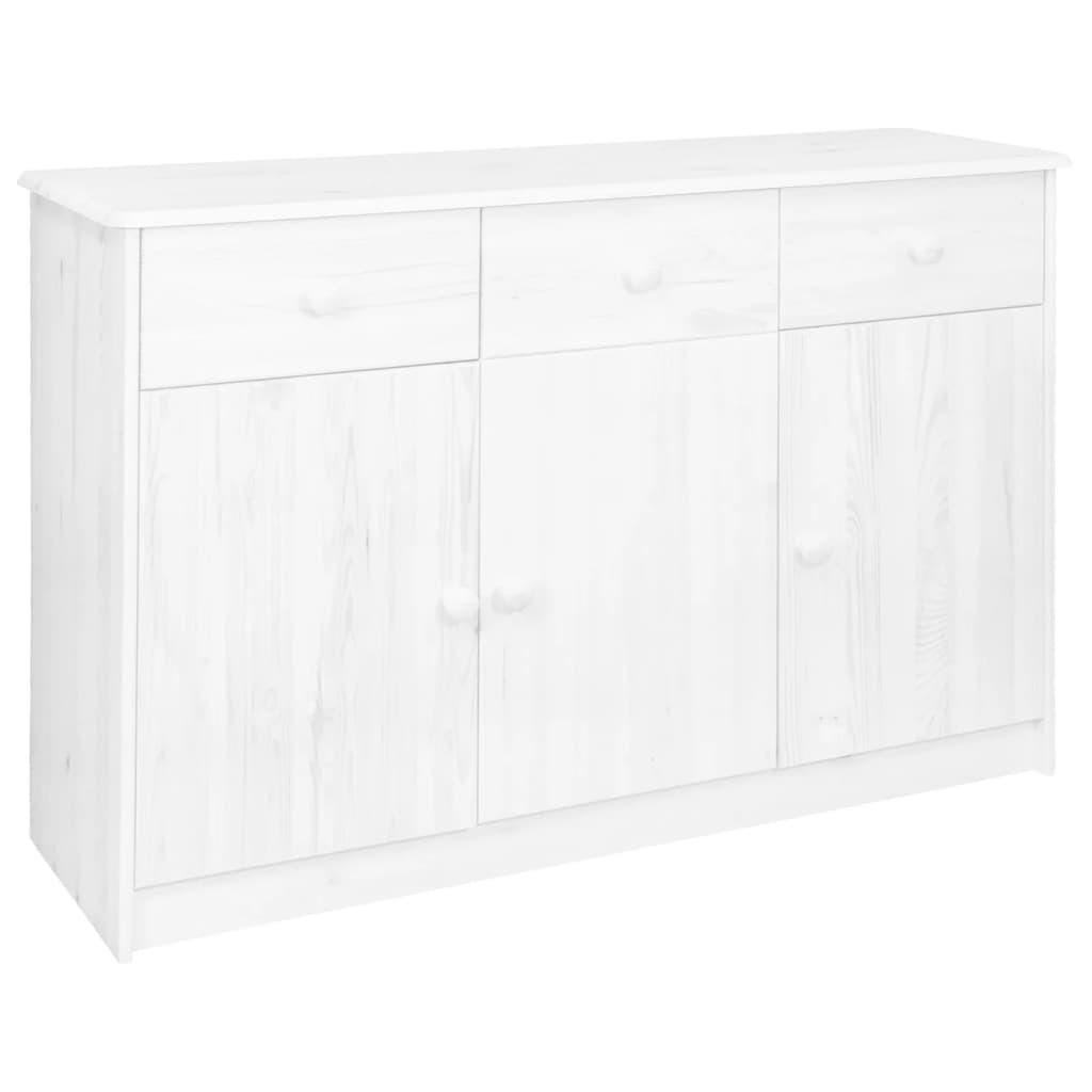 Skænk med 3 skuffer 113x35x73 cm massivt fyrretræ hvid