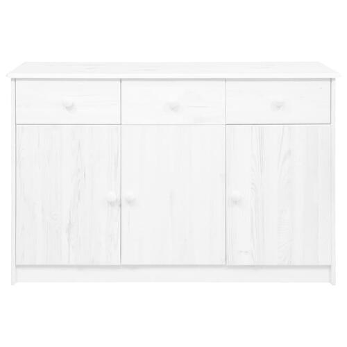 Skænk med 3 skuffer 113x35x73 cm massivt fyrretræ hvid