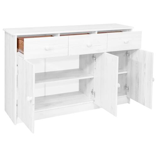 Skænk med 3 skuffer 113x35x73 cm massivt fyrretræ hvid
