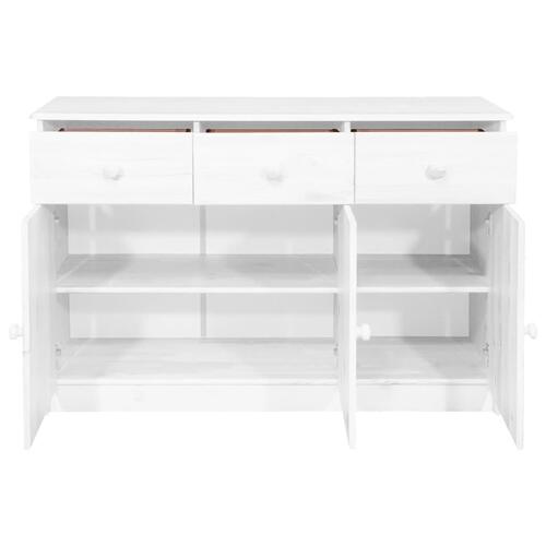 Skænk med 3 skuffer 113x35x73 cm massivt fyrretræ hvid