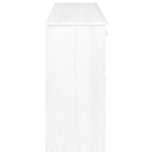 Skænk med 3 skuffer 113x35x73 cm massivt fyrretræ hvid