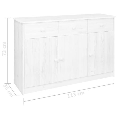 Skænk med 3 skuffer 113x35x73 cm massivt fyrretræ hvid
