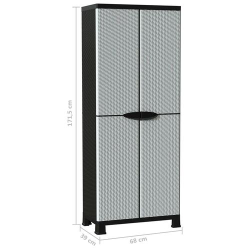 Opbevaringsskab 68x39x171,5 cm rattandesign plastik
