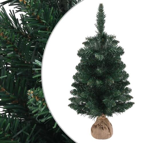 Kunstigt juletræ med juletræsfod 90 cm PVC grøn