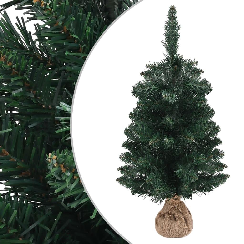 Kunstigt juletræ med juletræsfod 90 cm PVC grøn