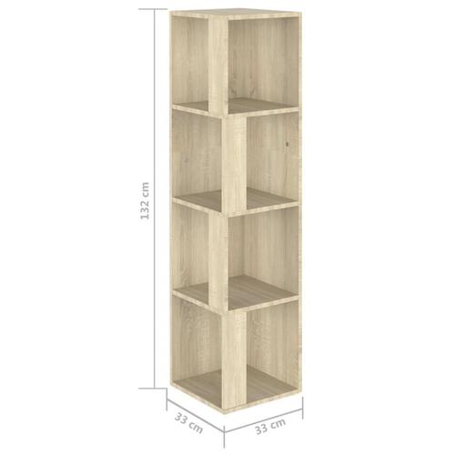 Hjørnereol 33x33x132 cm spånplade sonoma-eg