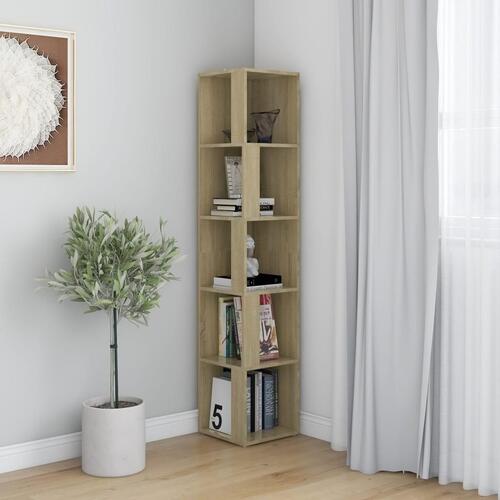 Hjørnereol 33x33x164,5 cm spånplade sonoma-eg