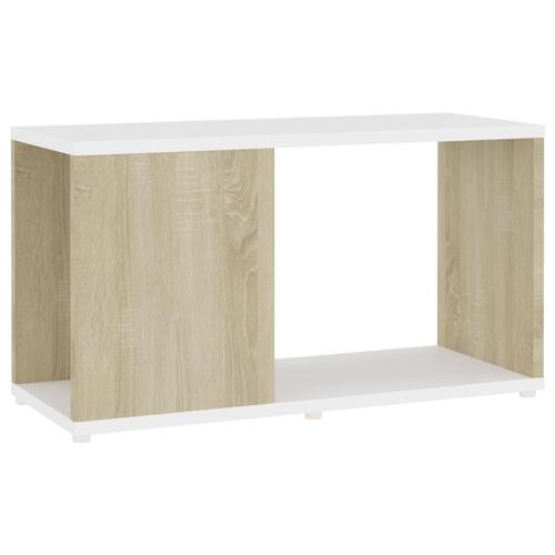Tv-bord 60x24x32 cm konstrueret træ hvid og egetræsfarvet