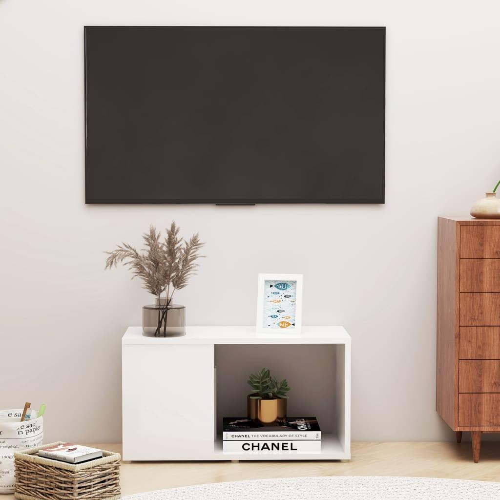 Tv-bord 60x24x32 cm konstrueret træ hvid højglans