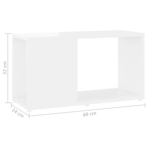 Tv-bord 60x24x32 cm konstrueret træ hvid højglans