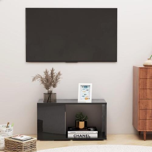 Tv-bord 60x24x32 cm konstrueret træ sort højglans
