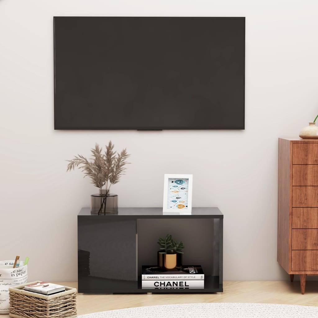 Tv-bord 60x24x32 cm konstrueret træ sort højglans