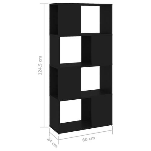 Bogskab/rumdeler 60x24x124,5 cm konstrueret træ sort