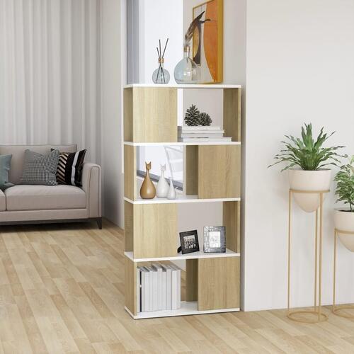 Bogreol/rumdeler 60x24x124,5 cm konstrueret træ hvid sonoma-eg