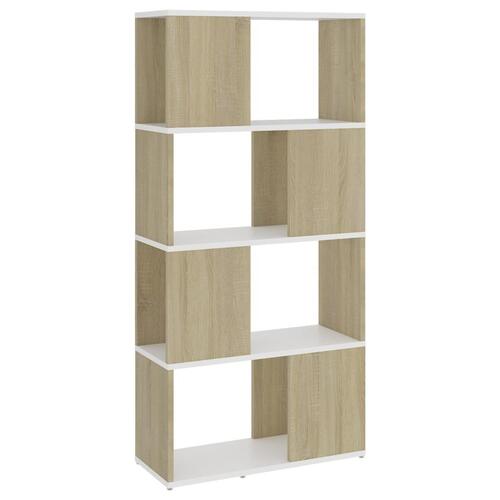 Bogreol/rumdeler 60x24x124,5 cm konstrueret træ hvid sonoma-eg