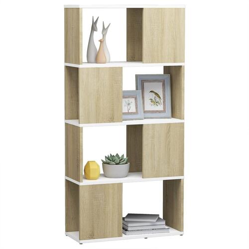 Bogreol/rumdeler 60x24x124,5 cm konstrueret træ hvid sonoma-eg