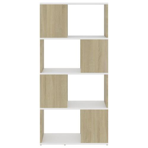 Bogreol/rumdeler 60x24x124,5 cm konstrueret træ hvid sonoma-eg
