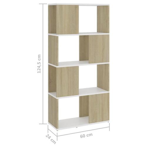 Bogreol/rumdeler 60x24x124,5 cm konstrueret træ hvid sonoma-eg