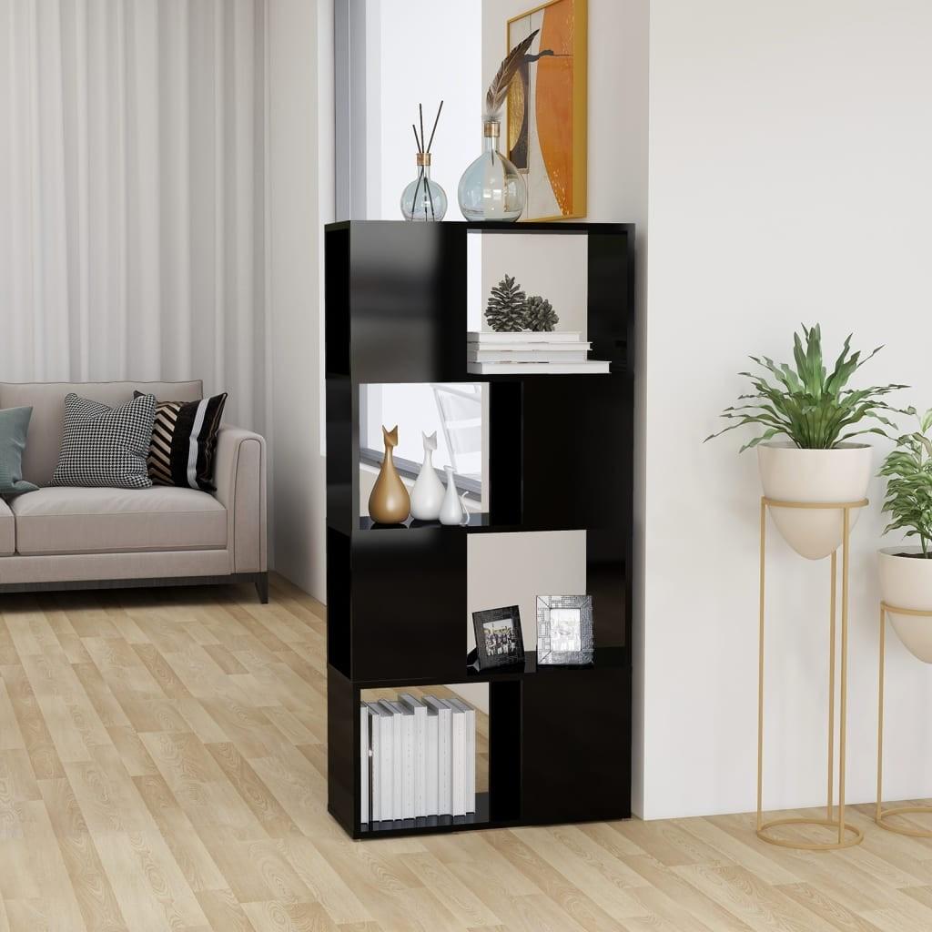 Bogreol/rumdeler 60x24x124,5 cm konstrueret træ sort højglans