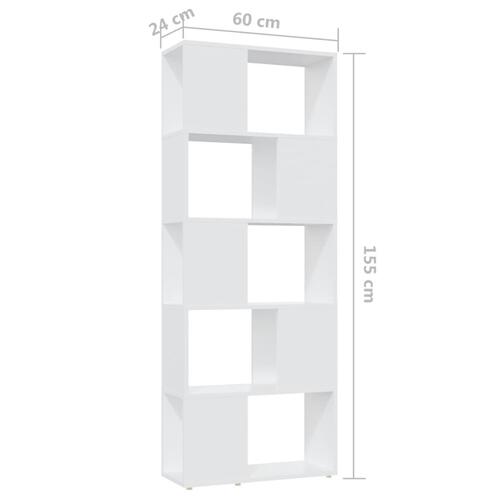 Bogreol/rumdeler 60x24x155 cm spånplade hvid