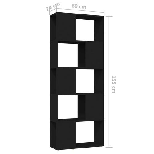 Bogreol/rumdeler 60x24x155 cm spånplade sort