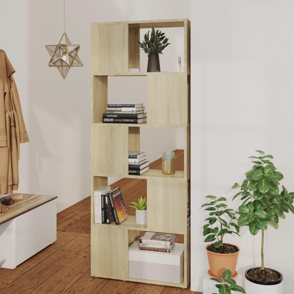 Bogskab/rumdeler 60x24x155 cm spånplade sonoma-eg