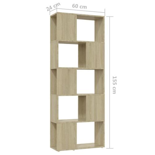 Bogskab/rumdeler 60x24x155 cm spånplade sonoma-eg