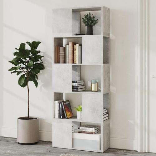 Bogskab/rumdeler 60x24x155 cm spånplade betongrå