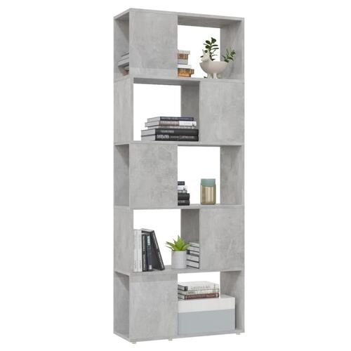 Bogskab/rumdeler 60x24x155 cm spånplade betongrå