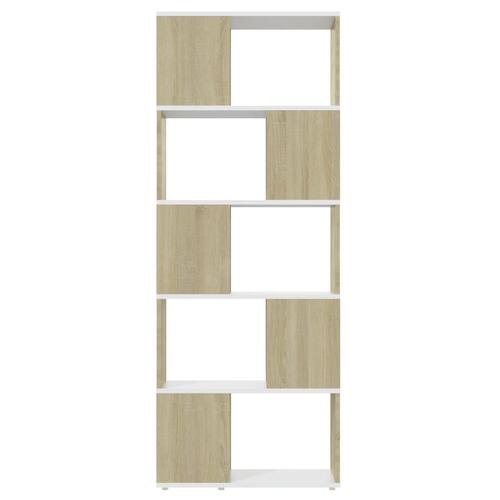Bogskab/rumdeler 60x24x155 cm spånplade hvid og sonoma-eg