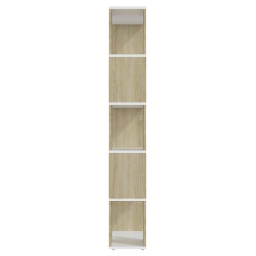 Bogskab/rumdeler 60x24x155 cm spånplade hvid og sonoma-eg