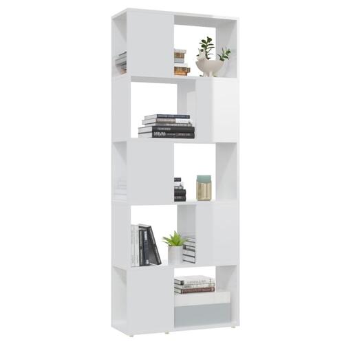 Bogskab/rumdeler 60x24x155 cm spånplade hvid højglans