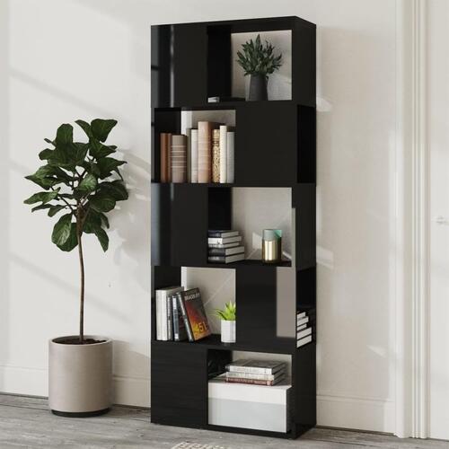 Bogskab/rumdeler 60x24x155 cm spånplade sort højglans