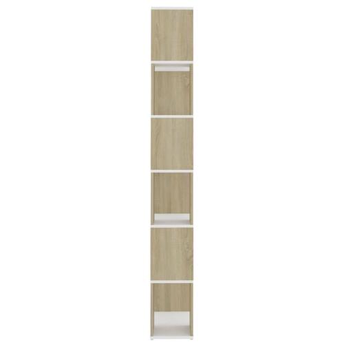 Bogreol/rumdeler 60x24x186 cm konstrueret træ hvid og sonoma-eg