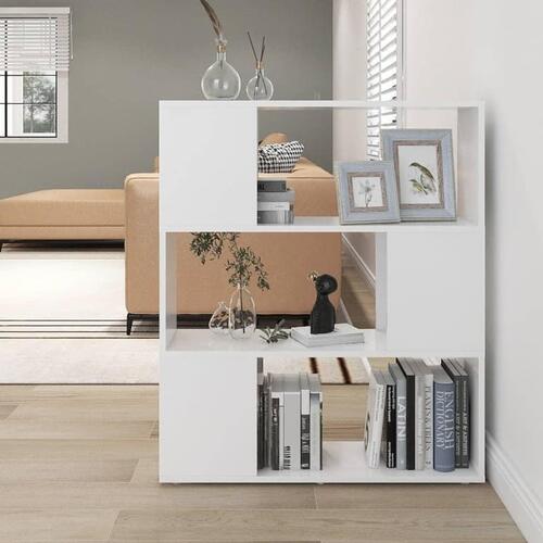 Bogreol/rumdeler 80x24x94 cm konstrueret træ hvid