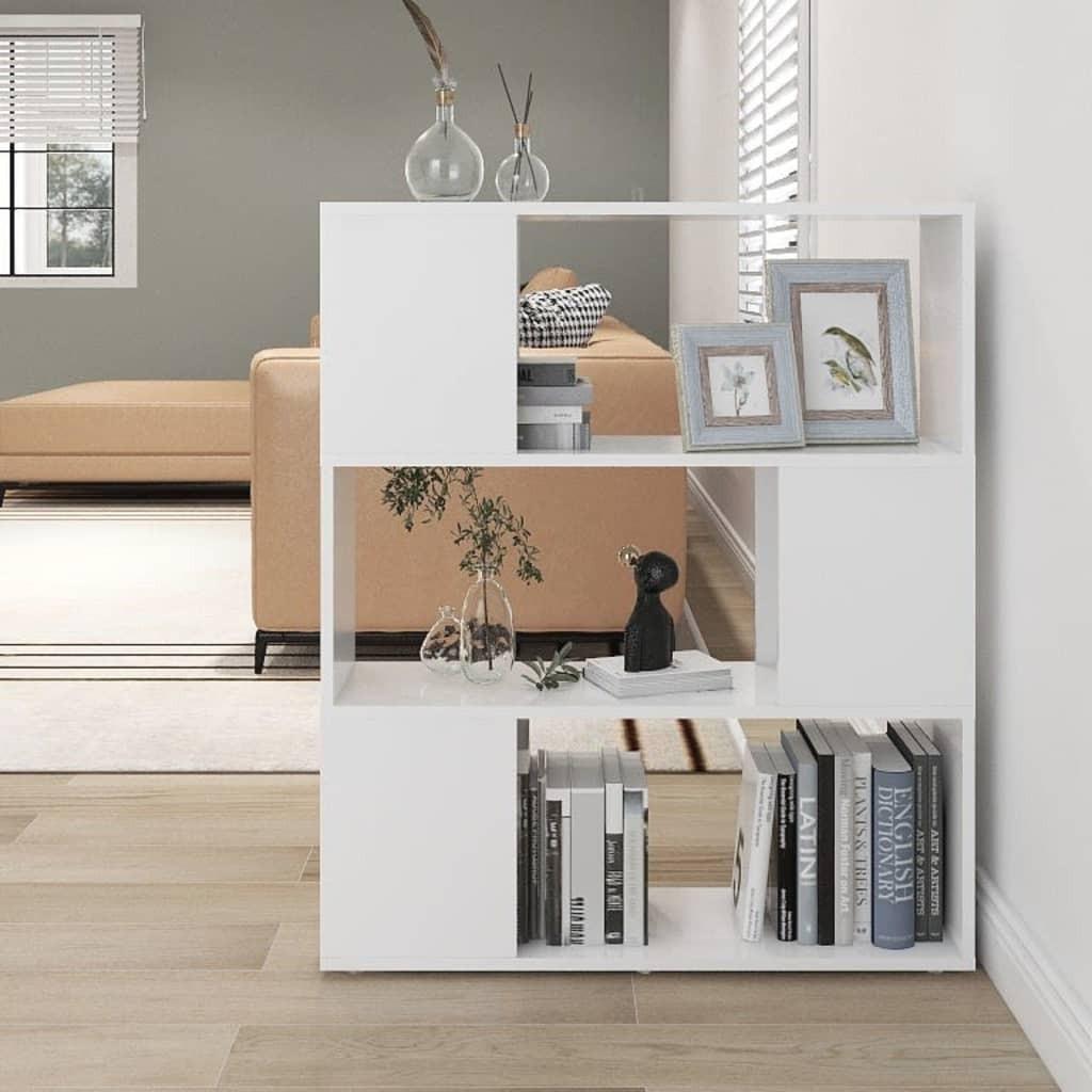 Bogreol/rumdeler 80x24x94 cm konstrueret træ hvid
