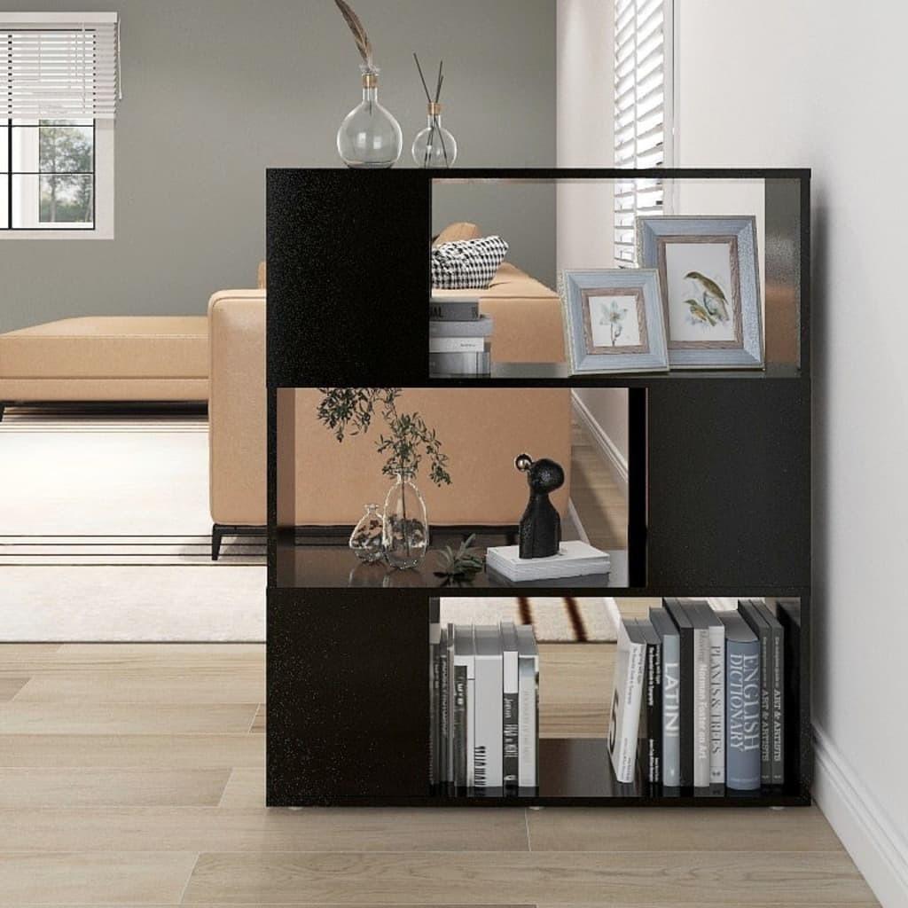 Bogreol/rumdeler 80x24x94 cm konstrueret træ sort