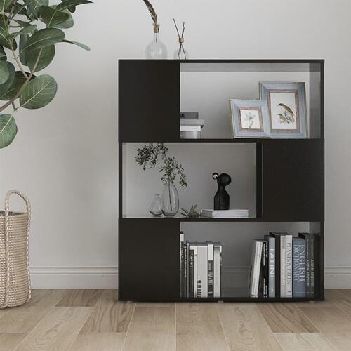 Bogreol/rumdeler 80x24x94 cm konstrueret træ sort