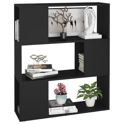 Bogreol/rumdeler 80x24x94 cm konstrueret træ sort