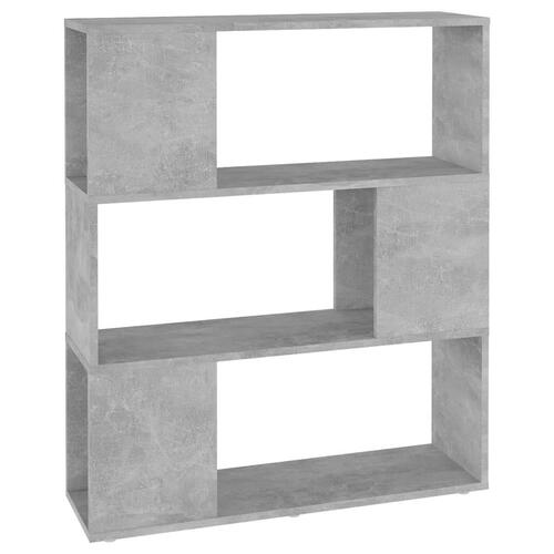 Bogreol/rumdeler 80x24x94 cm konstrueret træ betongrå