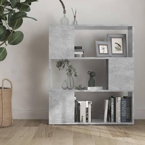 Bogreol/rumdeler 80x24x94 cm konstrueret træ betongrå