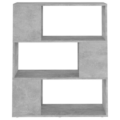Bogreol/rumdeler 80x24x94 cm konstrueret træ betongrå